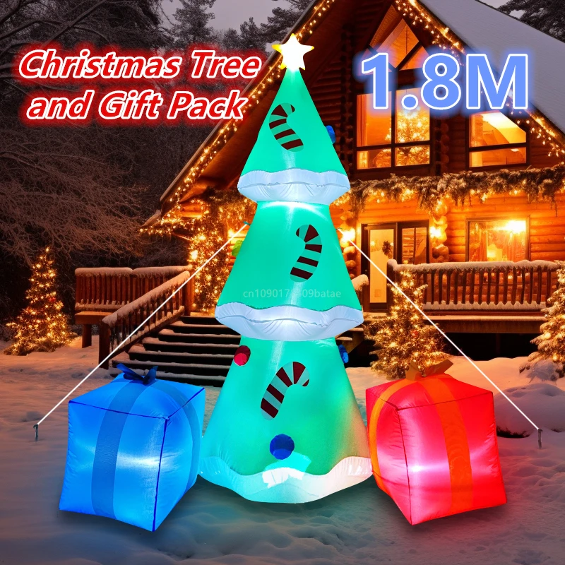 1.8M inflatable gift package for Christmas tree, built-in LED lights, indoor home, outdoor garden, party decoration
1.8M inflatable gift package for Christmas tree, built-in LED lights, indoor home, outdoor garden, party decoration