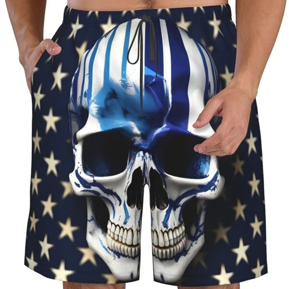 Trendy Skull Pattern Casual Shorts Summer Breathable Beach Pants Loose Drawstring Shorts for Men Vacation Home Wear
Trendy Skull Pattern Casual Shorts Summer Breathable Beach Pants Loose Drawstring Shorts for Men Vacation Home Wear