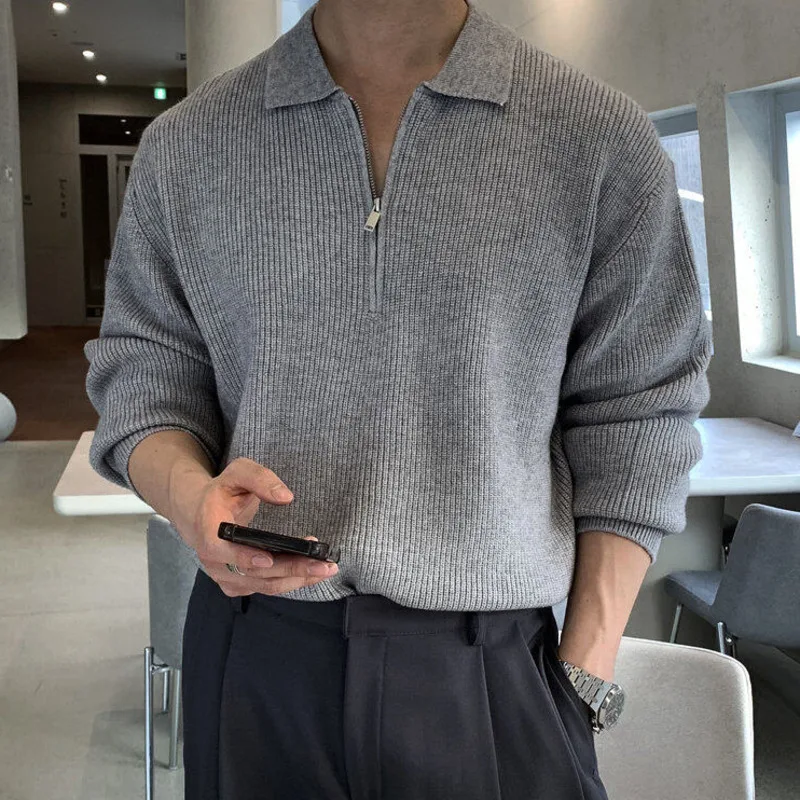 Lapel Sweater Men Warm Zipper Knitted Pullover Sweater Men Streetwear Korean Loose Long Sleeved Sweater Mens Jumper Clothes
Lapel Sweater Men Warm Zipper Knitted Pullover Sweater Men Streetwear Korean Loose Long Sleeved Sweater Mens Jumper Clothes