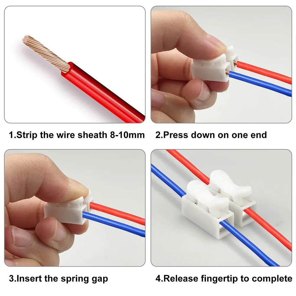 100pcs Spring Wire Connectors Quick Connect Terminals Press Type Terminal Block For Home Appliances Motors Wiring Durable
100pcs Spring Wire Connectors Quick Connect Terminals Press Type Terminal Block For Home Appliances Motors Wiring Durable
