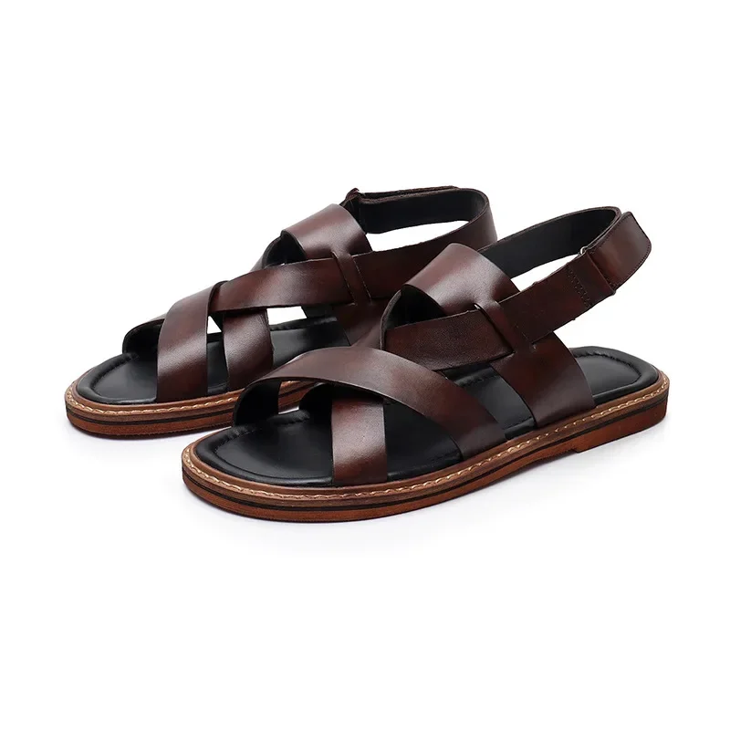 Luxury Genuine Leather Mens Sandals Handmade 2024 Summer Quality Comfortable Flat British Style Outdoor Social Shoes Man Size 45
Luxury Genuine Leather Mens Sandals Handmade 2024 Summer Quality Comfortable Flat British Style Outdoor Social Shoes Man Size 45