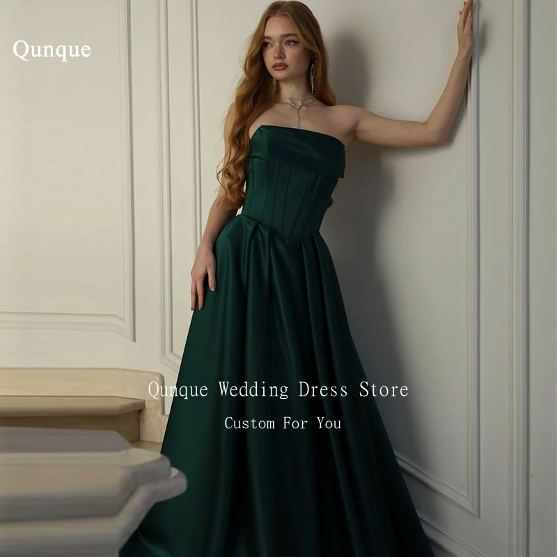 Qunque Dark Green Satin Elegant Evening Dresses Long A Line Corset Vestido De Gala Noche Mujer Formal Occasion Dress Customized
Qunque Dark Green Satin Elegant Evening Dresses Long A Line Corset Vestido De Gala Noche Mujer Formal Occasion Dress Customized
