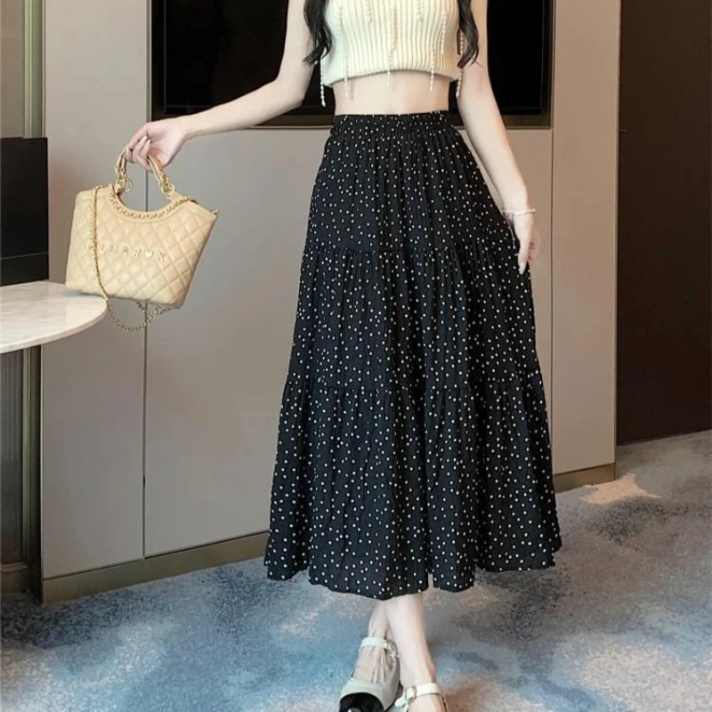 Elastic Waist Polka Dot Loose Loose Casual A-Line Pleated Skirt Summer New Women Clothing Thin Fashion Midi Dress Korean Sweet
Elastic Waist Polka Dot Loose Loose Casual A-Line Pleated Skirt Summer New Women Clothing Thin Fashion Midi Dress Korean Sweet