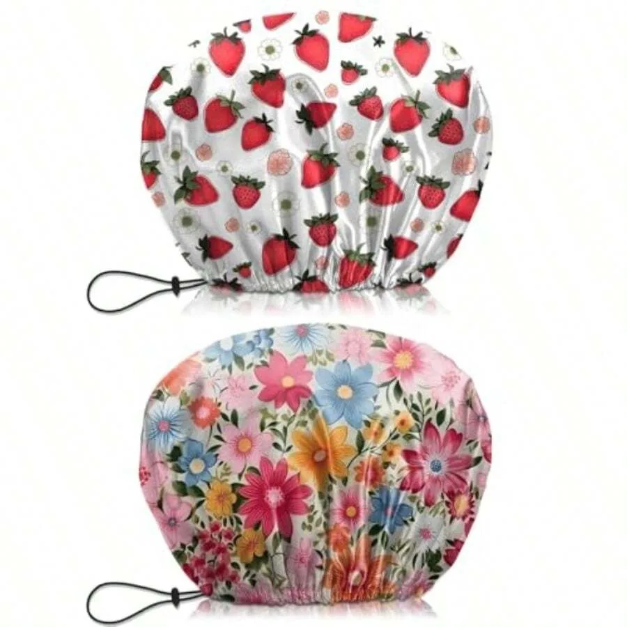 2 PCS Shower Cap Waterproof Double Layer Elastic Adjustable Reusable Hair Bath Caps For Girls Women Cute Aesthetic-Red Pink
2 PCS Shower Cap Waterproof Double Layer Elastic Adjustable Reusable Hair Bath Caps For Girls Women Cute Aesthetic-Red Pink