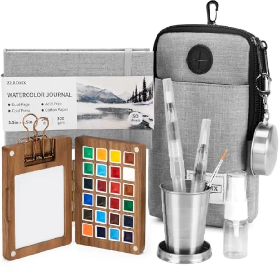 Mini Watercolor Paint Set, 24 Colors Mini Watercolor Travel Set, Pocket Travel Paint Kit with Watercolor Palette, Crossbody Bag
Mini Watercolor Paint Set, 24 Colors Mini Watercolor Travel Set, Pocket Travel Paint Kit with Watercolor Palette, Crossbody Bag