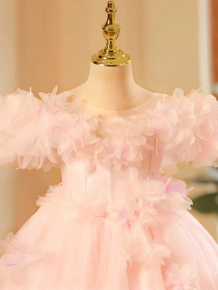 Customized Pink Flower Girl Dress with 3D Appliques Floor Length Elegant Princess Gown for Wedding Birthday First Communion Kids
Customized Pink Flower Girl Dress with 3D Appliques Floor Length Elegant Princess Gown for Wedding Birthday First Communion Kids