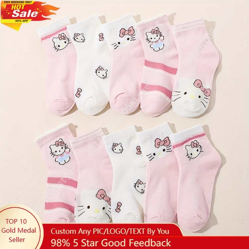 10 Pairs Hello Kitty Kids Ankle Socks Girls Sanrio Cartoon Breathable Thin Soft Cute Pink White Summer Sock
10 Pairs Hello Kitty Kids Ankle Socks Girls Sanrio Cartoon Breathable Thin Soft Cute Pink White Summer Sock