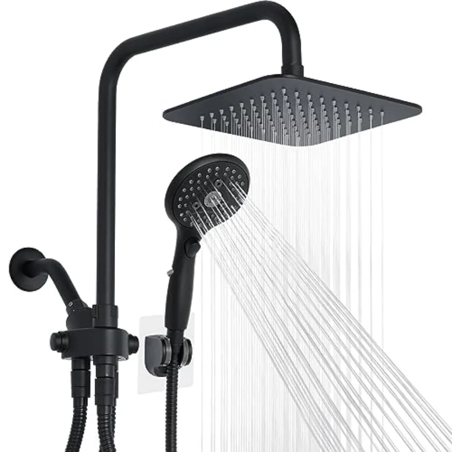 High Pressure Rafall Shower Head with 6 Function Handheld Shower Spray Dual Shower Head Combo with Adjustable Slide Bar