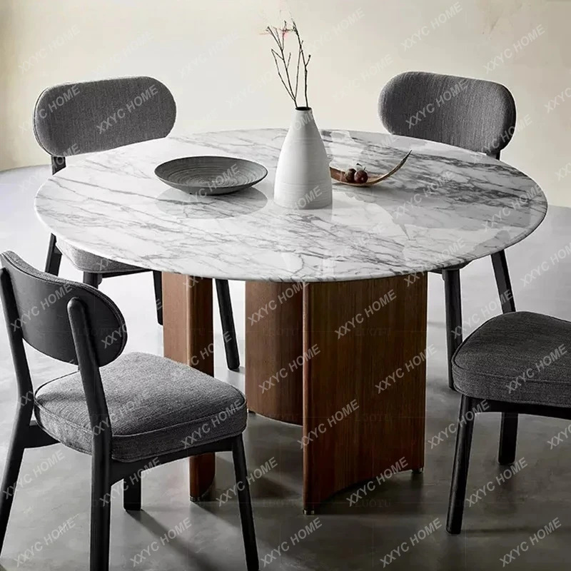 Lsemi-round dining table and chairs, wabi-sabi style, black walnut minimalist marble dining table
Lsemi-round dining table and chairs, wabi-sabi style, black walnut minimalist marble dining table