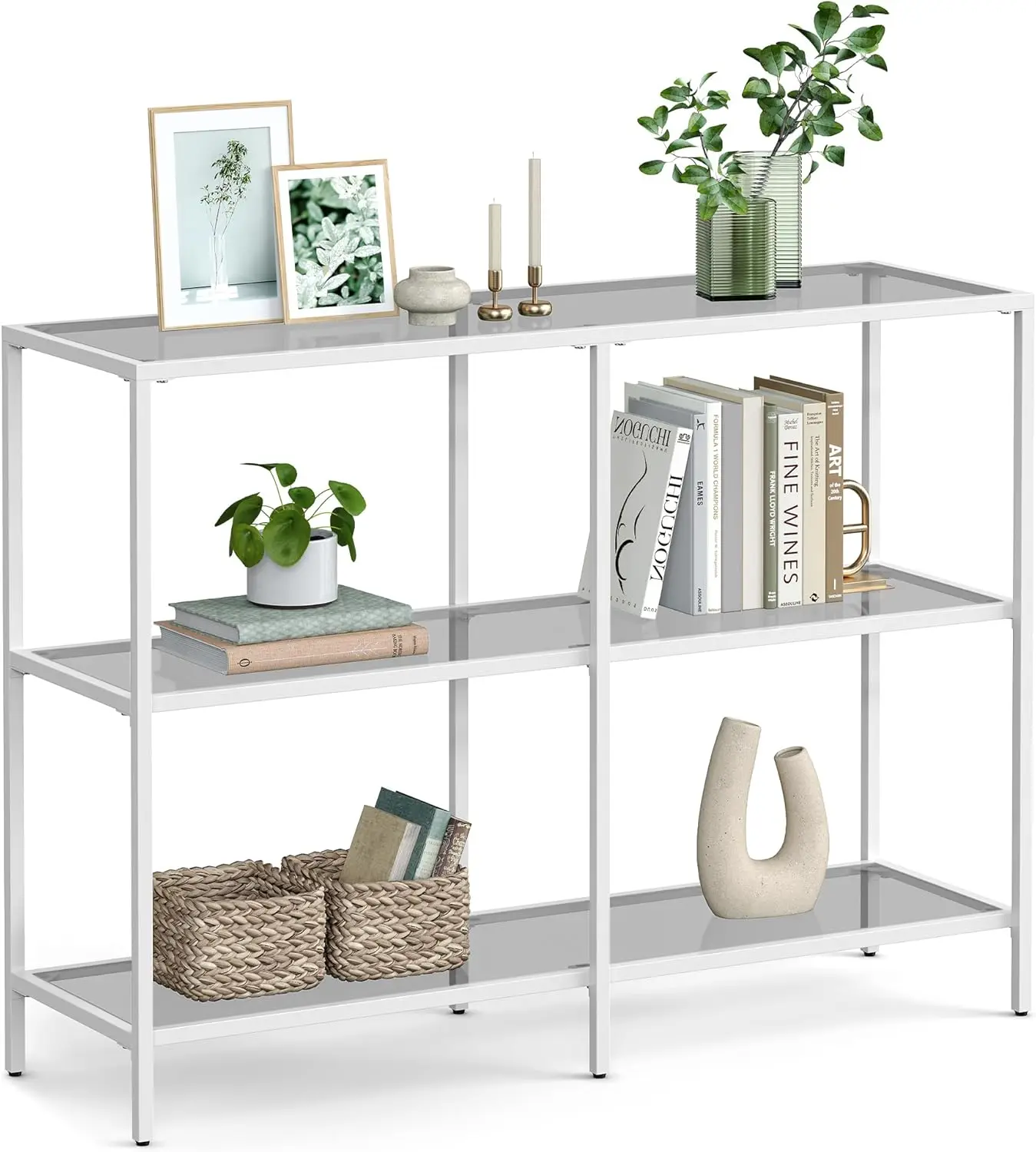 39.4 Inch Console Table with 3 Shelves, Sofa Table, Entryway Table, Metal Frame, Tempered Glass Shelf, Modern Style, for
39.4 Inch Console Table with 3 Shelves, Sofa Table, Entryway Table, Metal Frame, Tempered Glass Shelf, Modern Style, for
