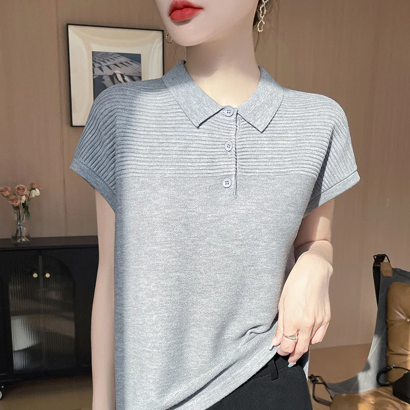 Fashion Wool Lapel Short Sleeve Women's Casual Knitted Pullover Solid Color Summer Women's Clothes
Fashion Wool Lapel Short Sleeve Women's Casual Knitted Pullover Solid Color Summer Women's Clothes
