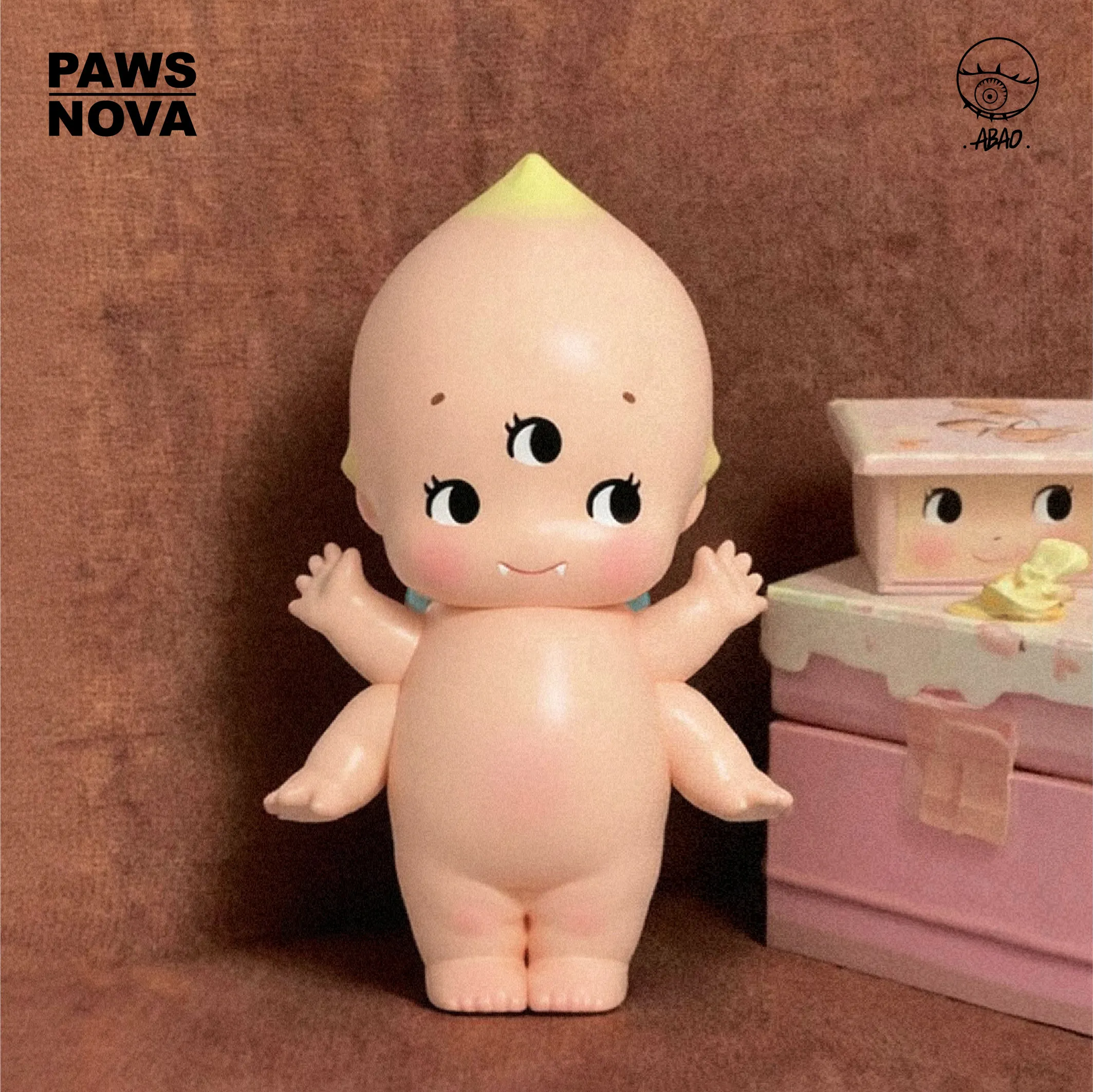 Paws Nova Authentic Abao Mini Vinyl Art Toy Three Eyed Four Armed Figurine Peach Shaped Desktop Decoration Home Ornament
Paws Nova Authentic Abao Mini Vinyl Art Toy Three Eyed Four Armed Figurine Peach Shaped Desktop Decoration Home Ornament