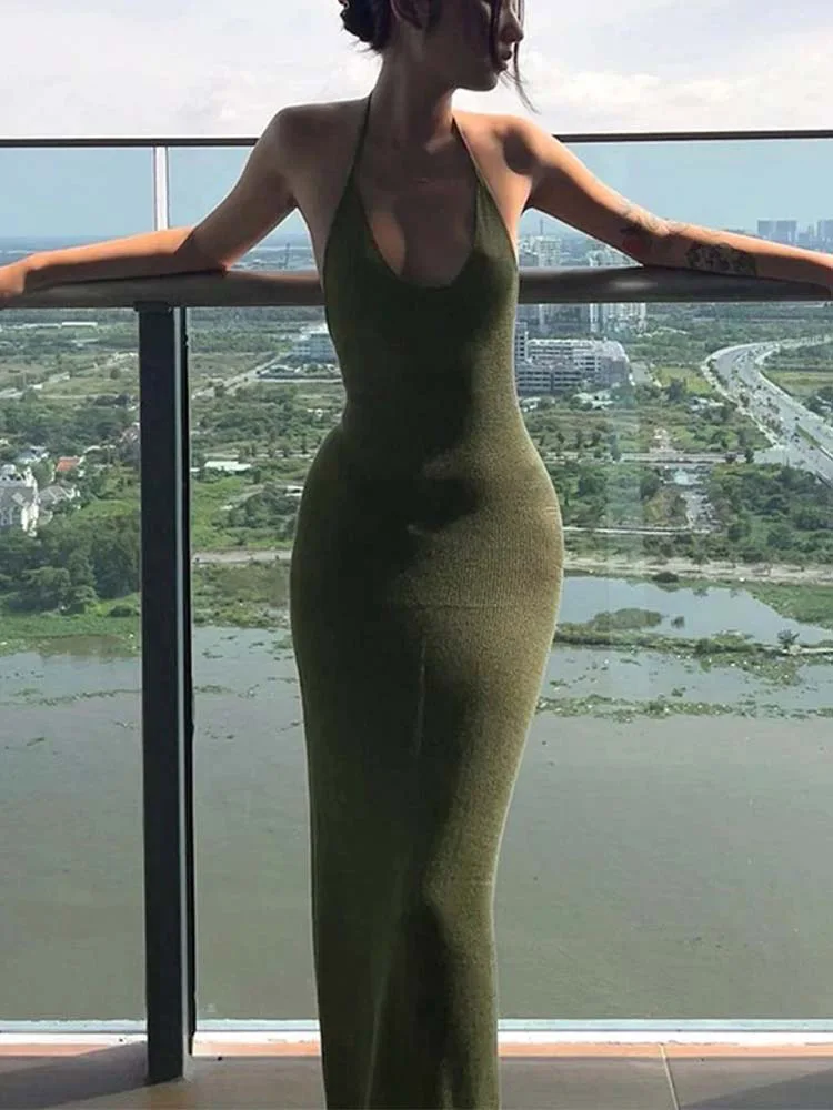 Solid Halter Sleeveless Backless Slim Sexy Maxi Dress 2023 Spring Women Elegant Streetwear Party Y2K Clothing Concise
Solid Halter Sleeveless Backless Slim Sexy Maxi Dress 2023 Spring Women Elegant Streetwear Party Y2K Clothing Concise