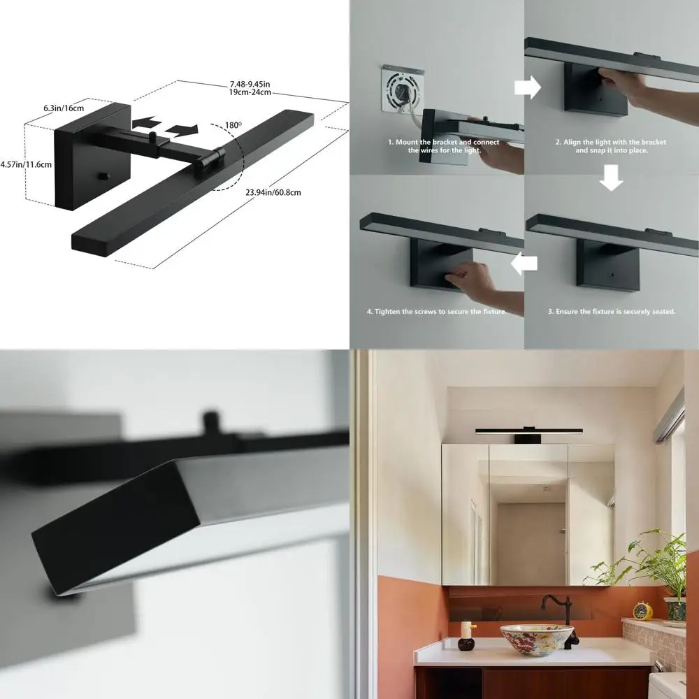 24-Inch Dimmable Matte Black LED Vanity Light with Extendable Arm for Bathroom
24-Inch Dimmable Matte Black LED Vanity Light with Extendable Arm for Bathroom