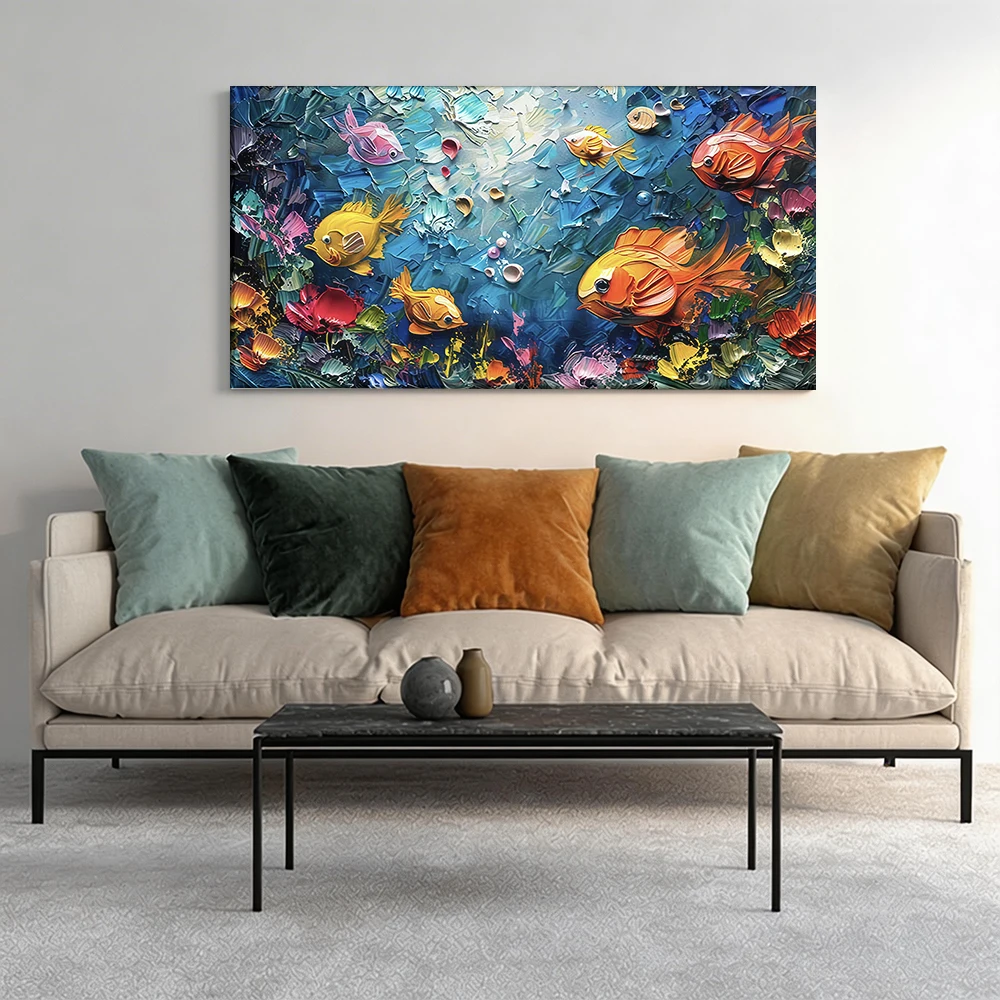 1pcwooden frame canvas decorative painting Oil-painted fish, underwater scene.Corridor, Living Room Decoration
1pcwooden frame canvas decorative painting Oil-painted fish, underwater scene.Corridor, Living Room Decoration