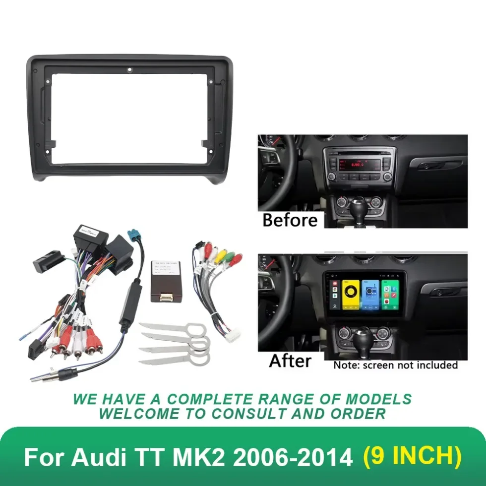 Car Radio Fascias For Audi TT MK2 2006-2014 2 Din Frame Mount Kit 9 inch Stereo Panel Wiring Harness Power Cable Adapter Canbus
Car Radio Fascias For Audi TT MK2 2006-2014 2 Din Frame Mount Kit 9 inch Stereo Panel Wiring Harness Power Cable Adapter Canbus