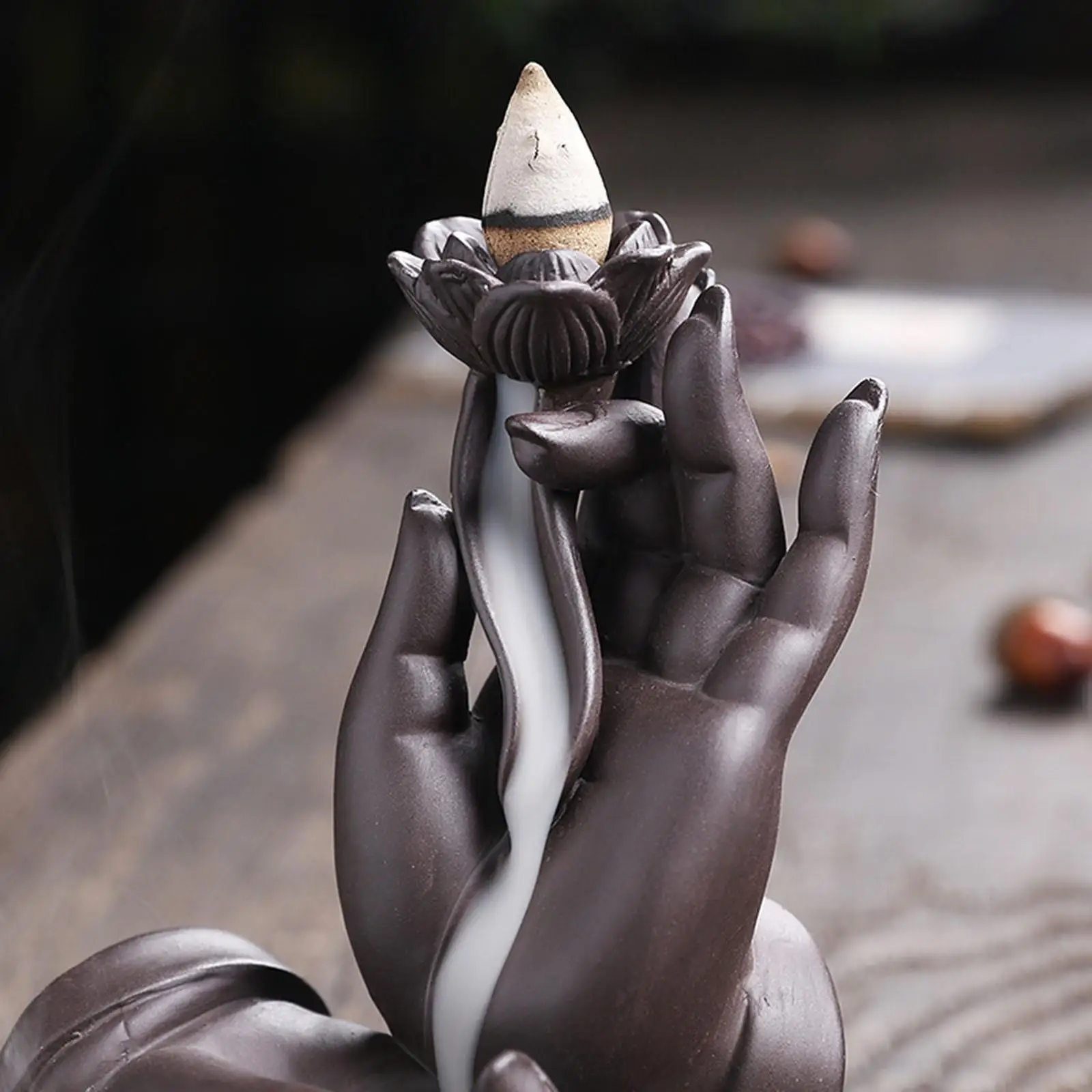 Ceramic Buddha Hand Backflow Incense Burners Artwork for Office Home Decor
Ceramic Buddha Hand Backflow Incense Burners Artwork for Office Home Decor