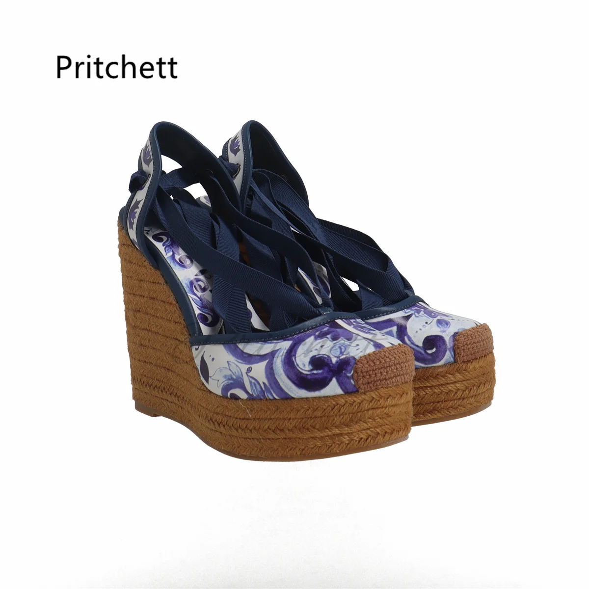 Blue and White Porcelain Wedges Sandals for Women Summer Platform Lace Up Espadrilles Shoes Ankle Strap Designer Sandals Female
Blue and White Porcelain Wedges Sandals for Women Summer Platform Lace Up Espadrilles Shoes Ankle Strap Designer Sandals Female