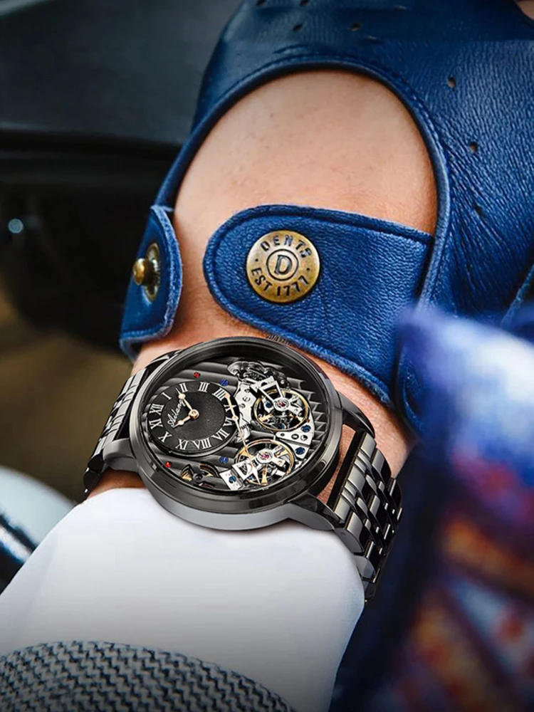 Classic Design Black Steel Tourbillon Mechanical Watch Men Steampunk Skeleton Automatic Mechanical Mens Watches Reloj Hombre
Classic Design Black Steel Tourbillon Mechanical Watch Men Steampunk Skeleton Automatic Mechanical Mens Watches Reloj Hombre