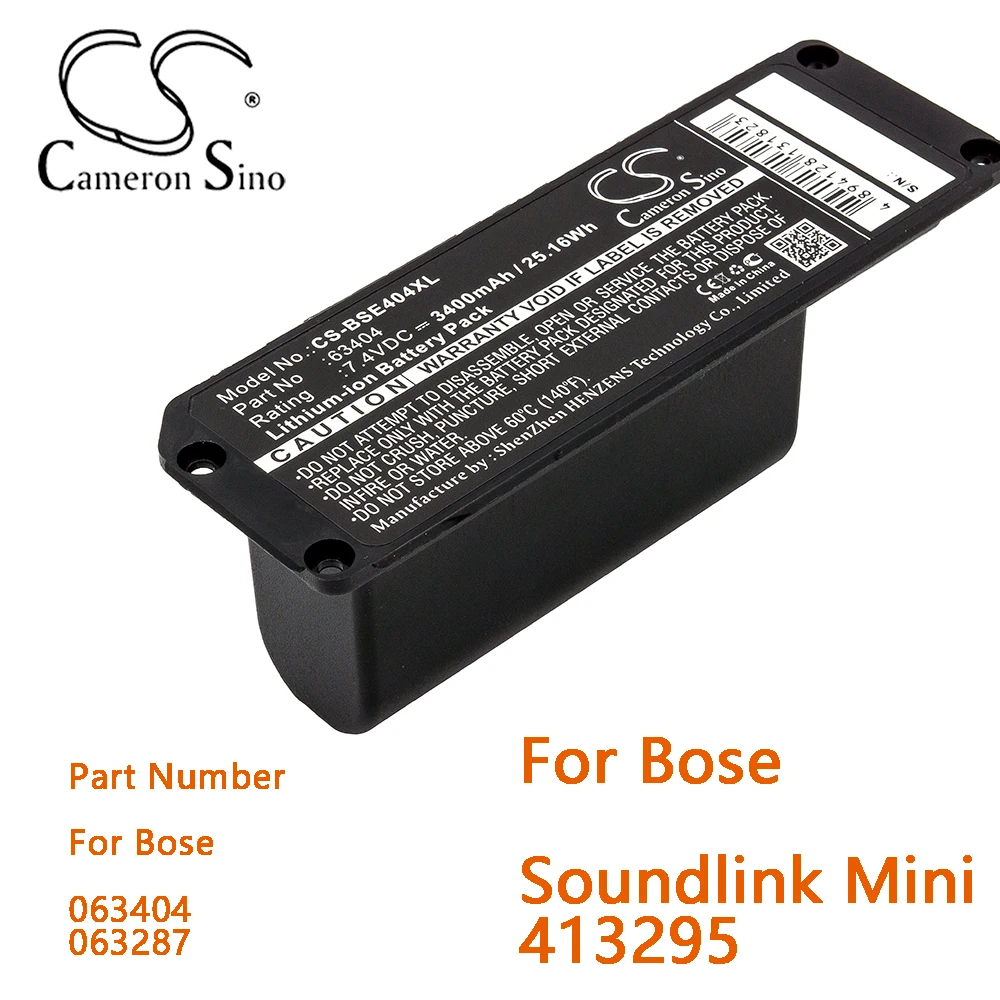 Cameron Sino Speaker Battery for Bose Soundlink Mini 413295 Part Number For Bose 063404 063287 Capacity 3400mAh Type Li-ion
Cameron Sino Speaker Battery for Bose Soundlink Mini 413295 Part Number For Bose 063404 063287 Capacity 3400mAh Type Li-ion