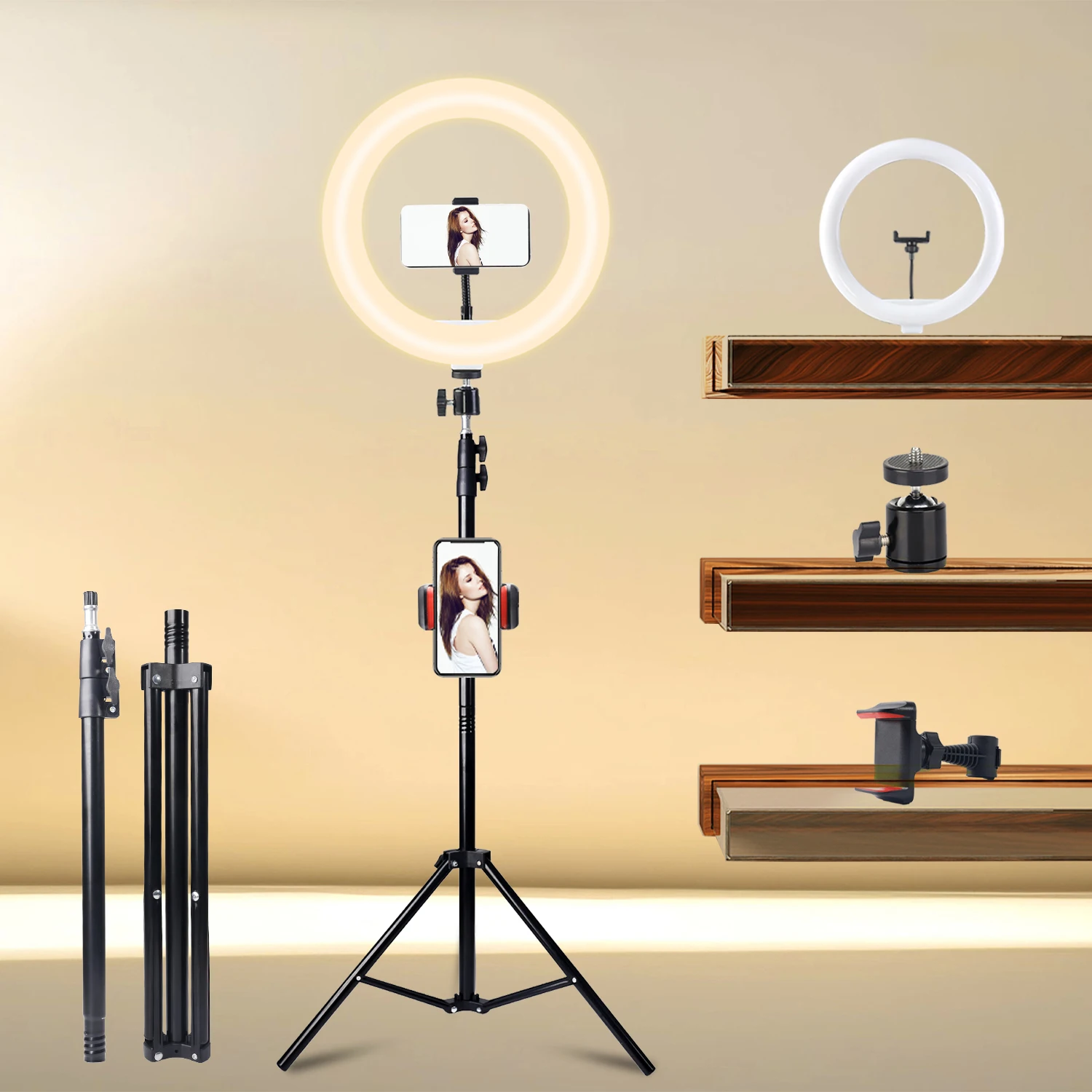 Professional 10/12" Ring Light with 160cm Adjustable Tripod for YouTube TikTok Studio Photography & Video Lighting
Professional 10/12" Ring Light with 160cm Adjustable Tripod for YouTube TikTok Studio Photography & Video Lighting