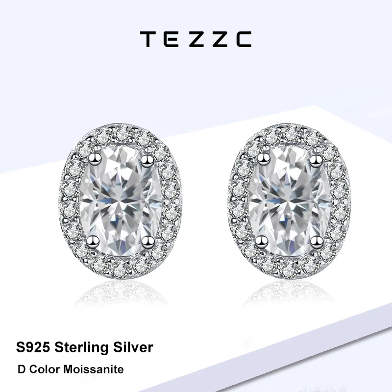 Tezzc 0.5-1ct Oval Cut Moissanite Stud Earrings S925 Sterling Silver D Color VVS1 Earrings for Women Wedding Party Jewelry Gift
Tezzc 0.5-1ct Oval Cut Moissanite Stud Earrings S925 Sterling Silver D Color VVS1 Earrings for Women Wedding Party Jewelry Gift