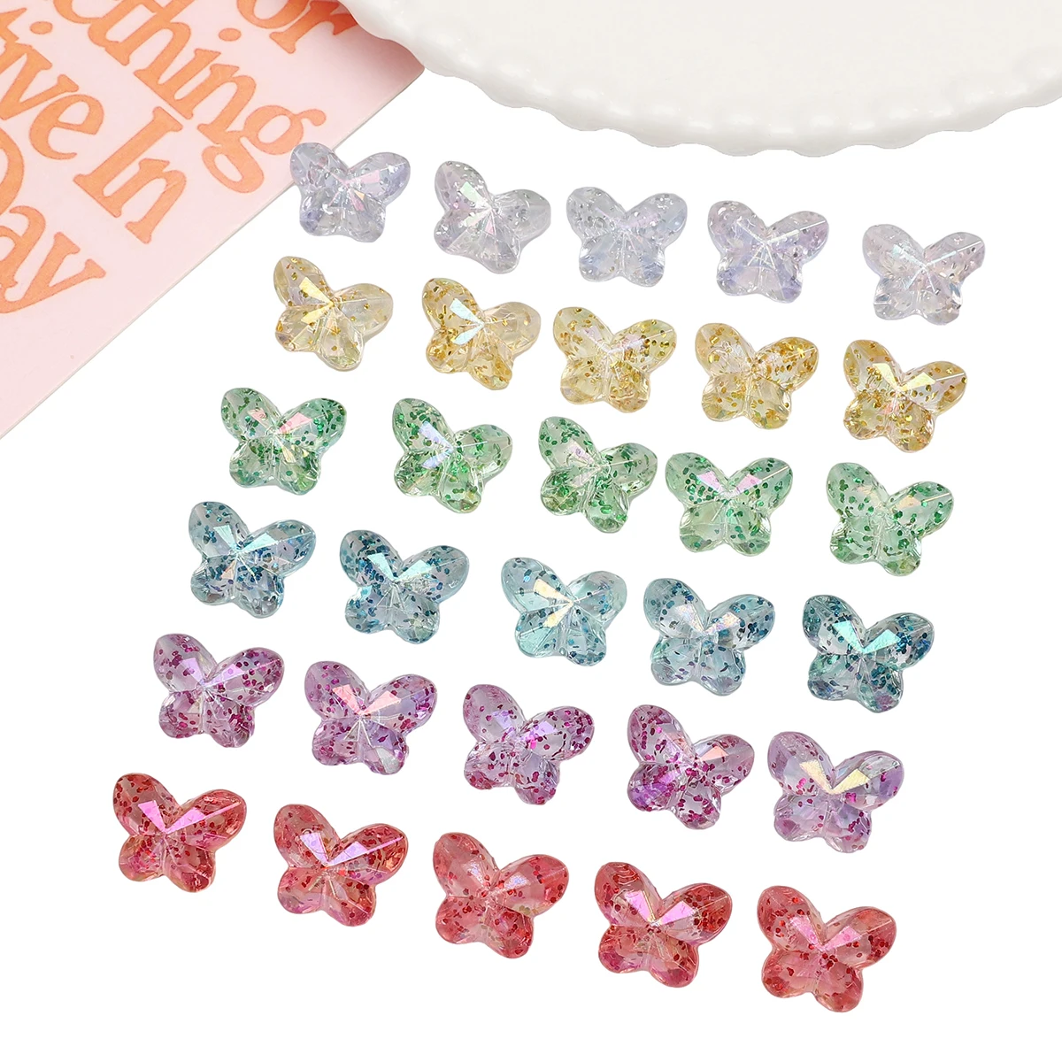 18x14mm 30pcs Colorful Bead Butterfly Crystal Beads Caps Acrylic Spacer Beads Loose for Jewelry Making DIY Handmade Bracelets
18x14mm 30pcs Colorful Bead Butterfly Crystal Beads Caps Acrylic Spacer Beads Loose for Jewelry Making DIY Handmade Bracelets