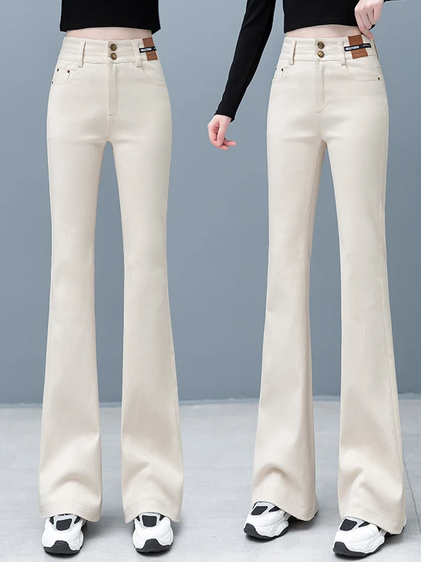 Джинсы-колокольчики с высокой талией, женские повседневные белые облегающие осенне-зимние джинсовые брюки, женские модные термомолнии
Джинсы-колокольчики с высокой талией, женские повседневные белые облегающие осенне-зимние джинсовые брюки, женские модные термомолнии