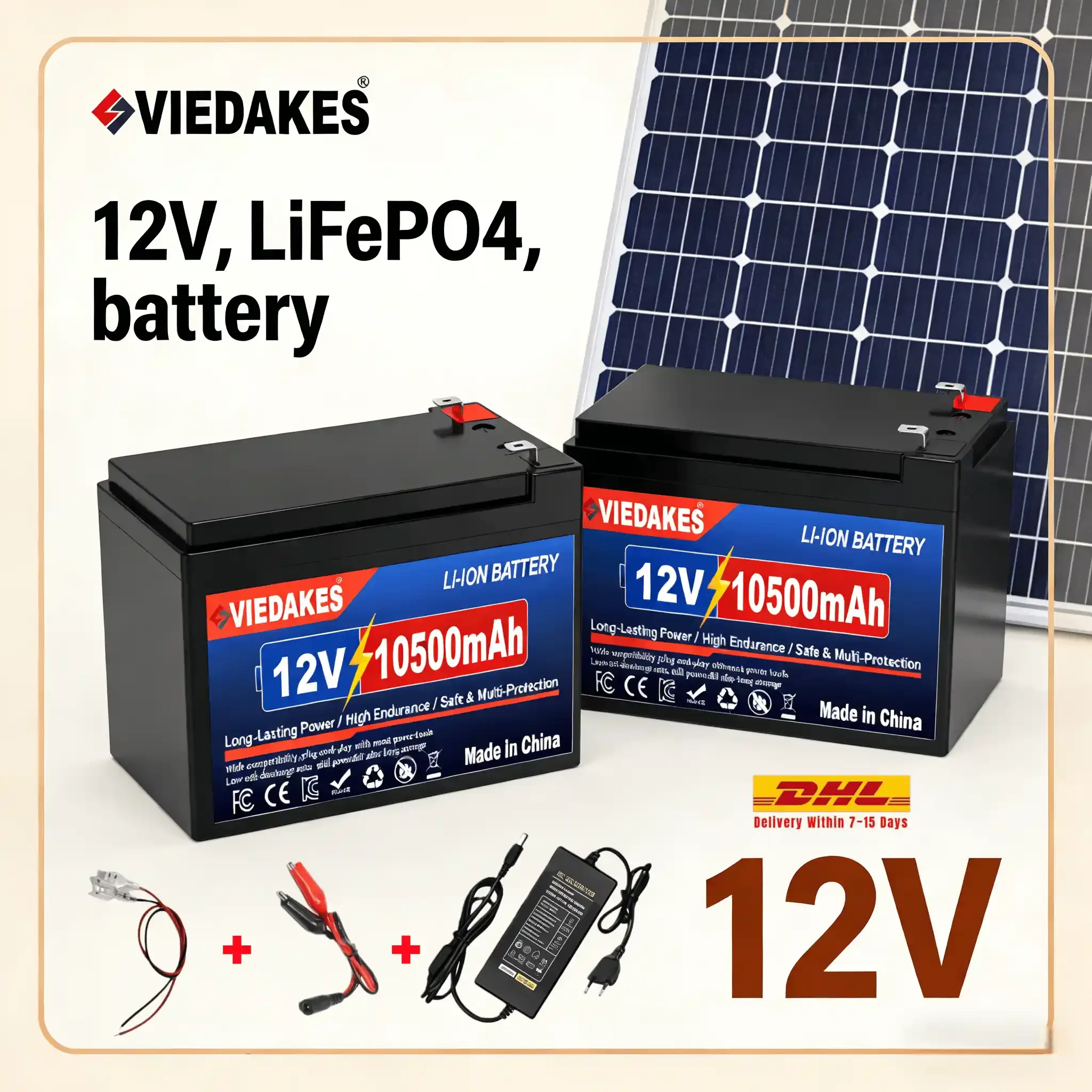 VIEDAKES LiFePO4 12V 3S7P 10.5Ah Battery 100% Real Capacity with Charger for Fish Finder LED Light Camping
VIEDAKES LiFePO4 12V 3S7P 10.5Ah Battery 100% Real Capacity with Charger for Fish Finder LED Light Camping