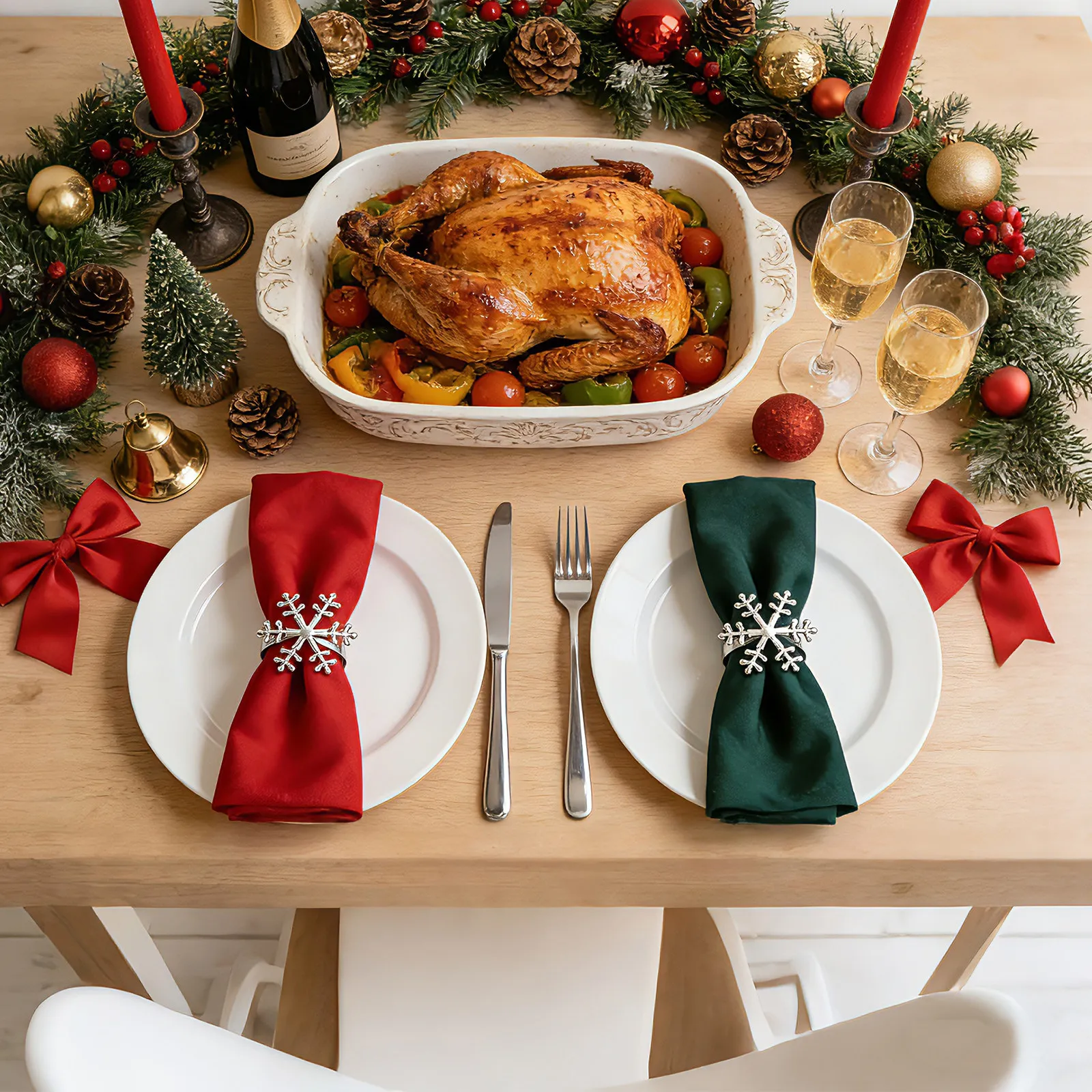 6 Pcs Christmas Dinner Napkins Wedding Ring Alloy Holder Banquet Silver Snowflake Buckle
6 Pcs Christmas Dinner Napkins Wedding Ring Alloy Holder Banquet Silver Snowflake Buckle