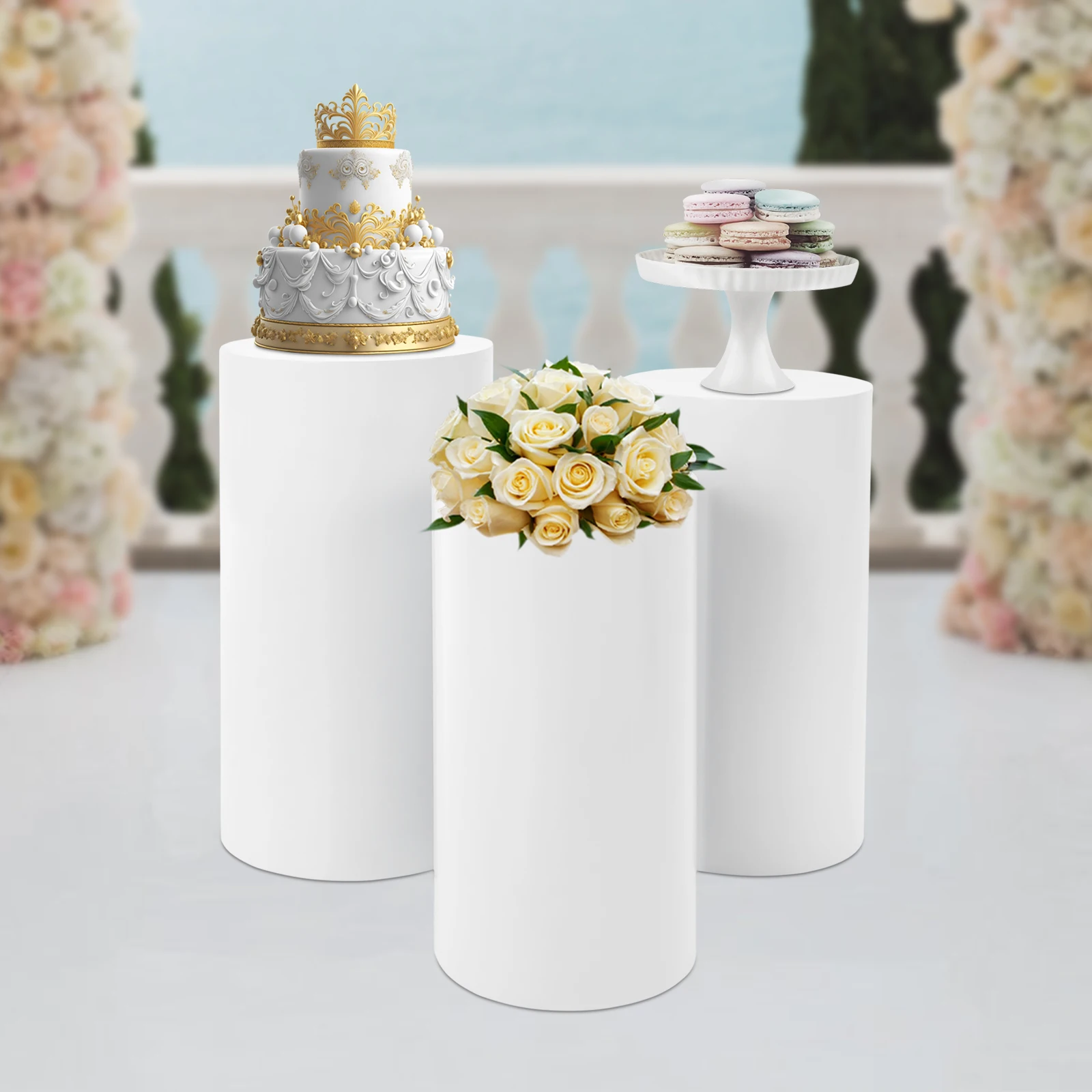 3 Pcs Round Cylinder Pedestal Stand For Wedding Party Garden Display Stand Decor White Cylinder Pedestal Display for Wedding
3 Pcs Round Cylinder Pedestal Stand For Wedding Party Garden Display Stand Decor White Cylinder Pedestal Display for Wedding