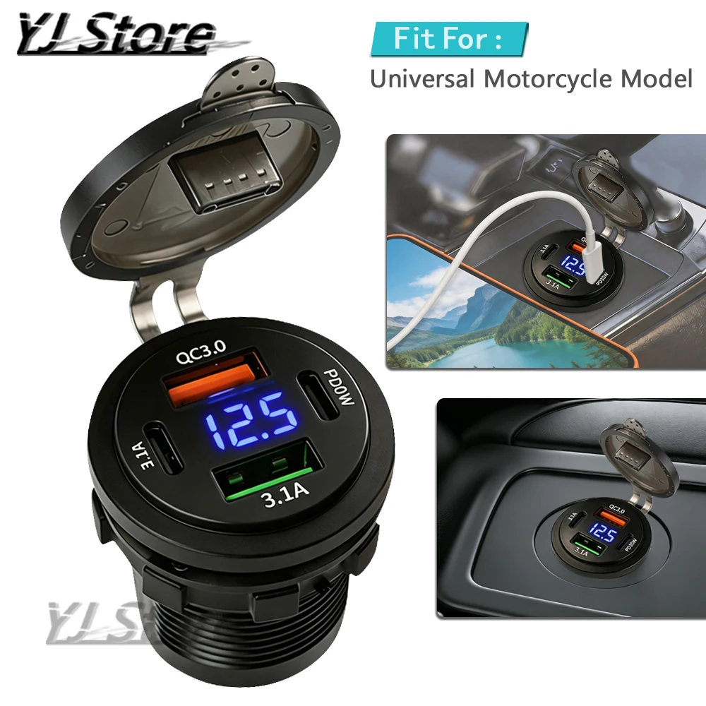 PD30W Fast Car Charger: 4-Ports QC3.0+Dual USB Socket, Waterproof Marine Motorcycle Boat Power Outlet With Wiring Kit
PD30W Fast Car Charger: 4-Ports QC3.0+Dual USB Socket, Waterproof Marine Motorcycle Boat Power Outlet With Wiring Kit
