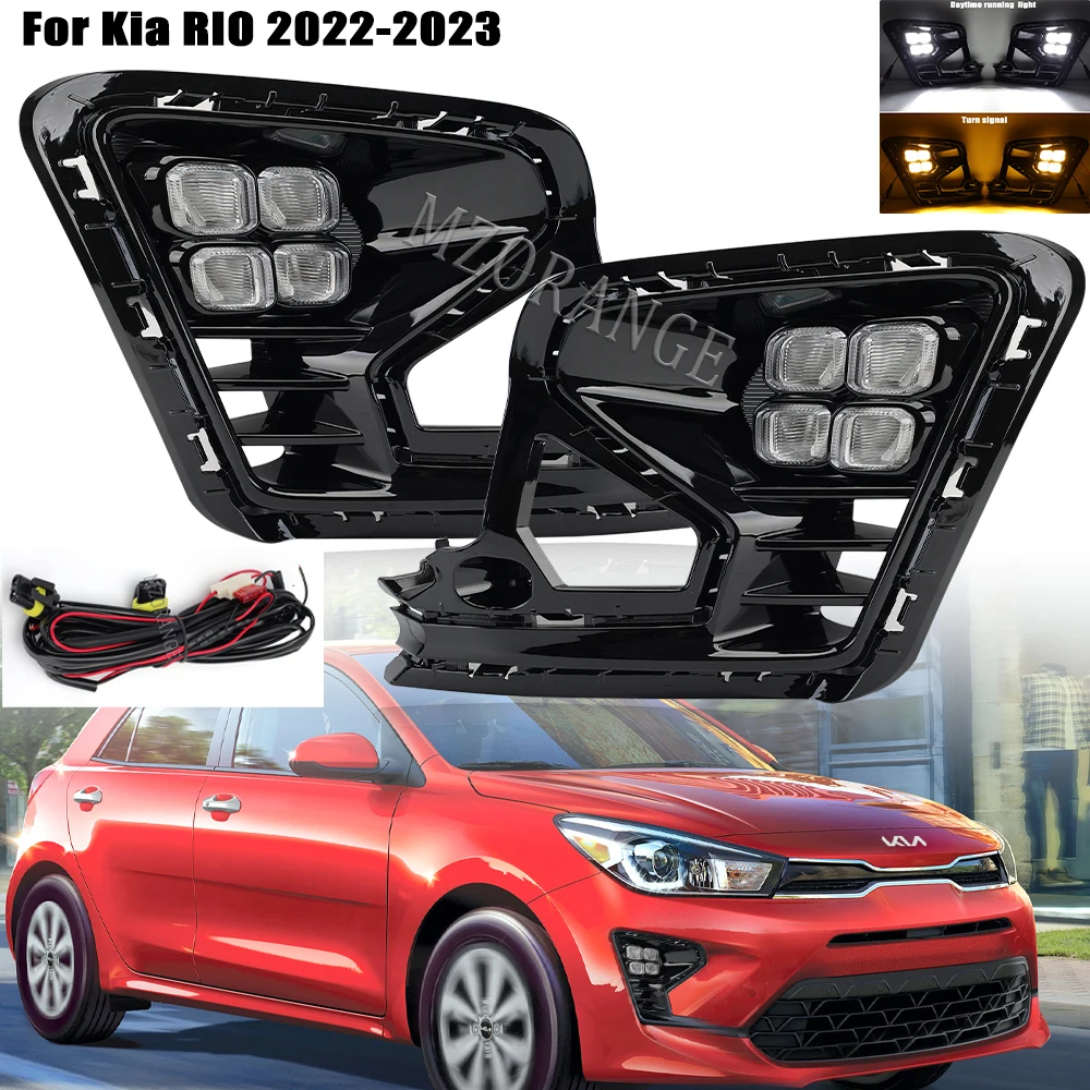 Car LED DRL For Kia RIO 2022 2023 LED Fog Lamp Cover Daytime Running Lights with Yellow Turn Signal Day Light Headlights
Car LED DRL For Kia RIO 2022 2023 LED Fog Lamp Cover Daytime Running Lights with Yellow Turn Signal Day Light Headlights