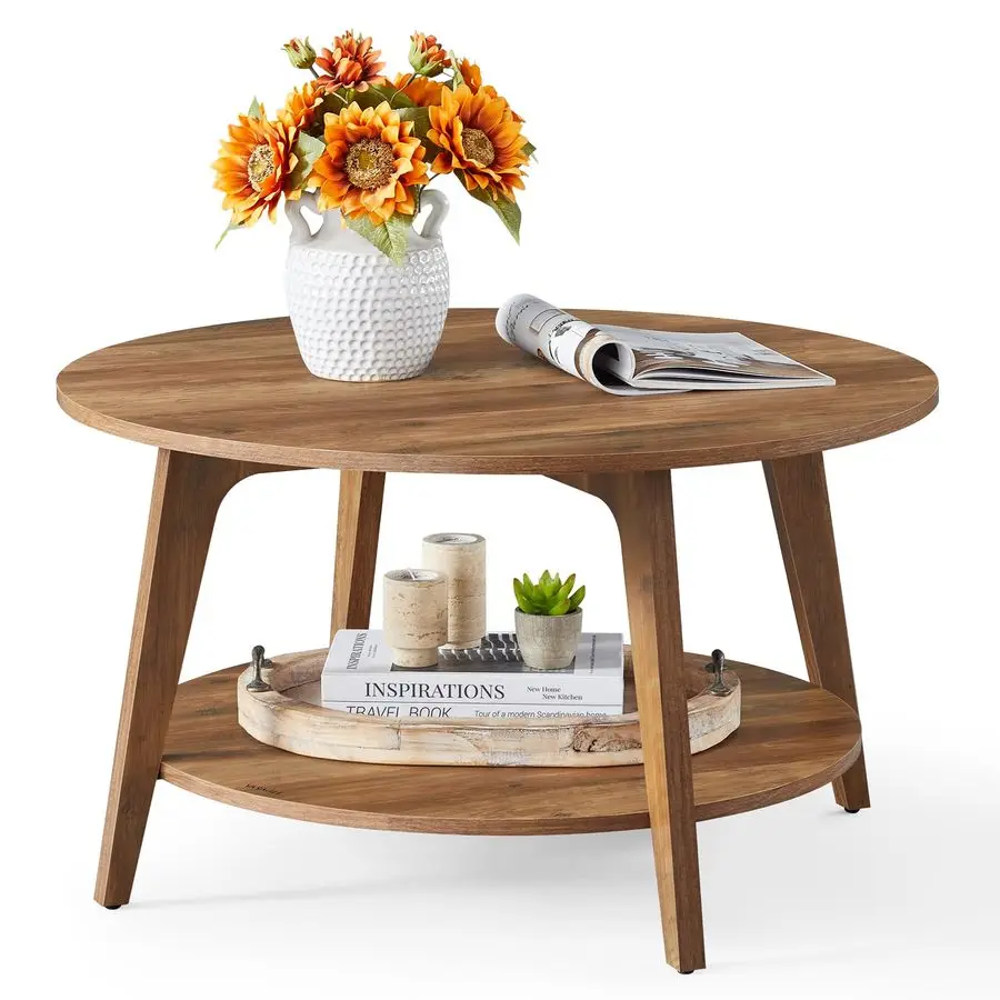 MAEZO Collection Round Coffee Table, 2Tier Center Table with Storage, Tapered Legs, Curved Transitions, 31.5 Dia. x 17.7 H Inch
MAEZO Collection Round Coffee Table, 2Tier Center Table with Storage, Tapered Legs, Curved Transitions, 31.5 Dia. x 17.7 H Inch