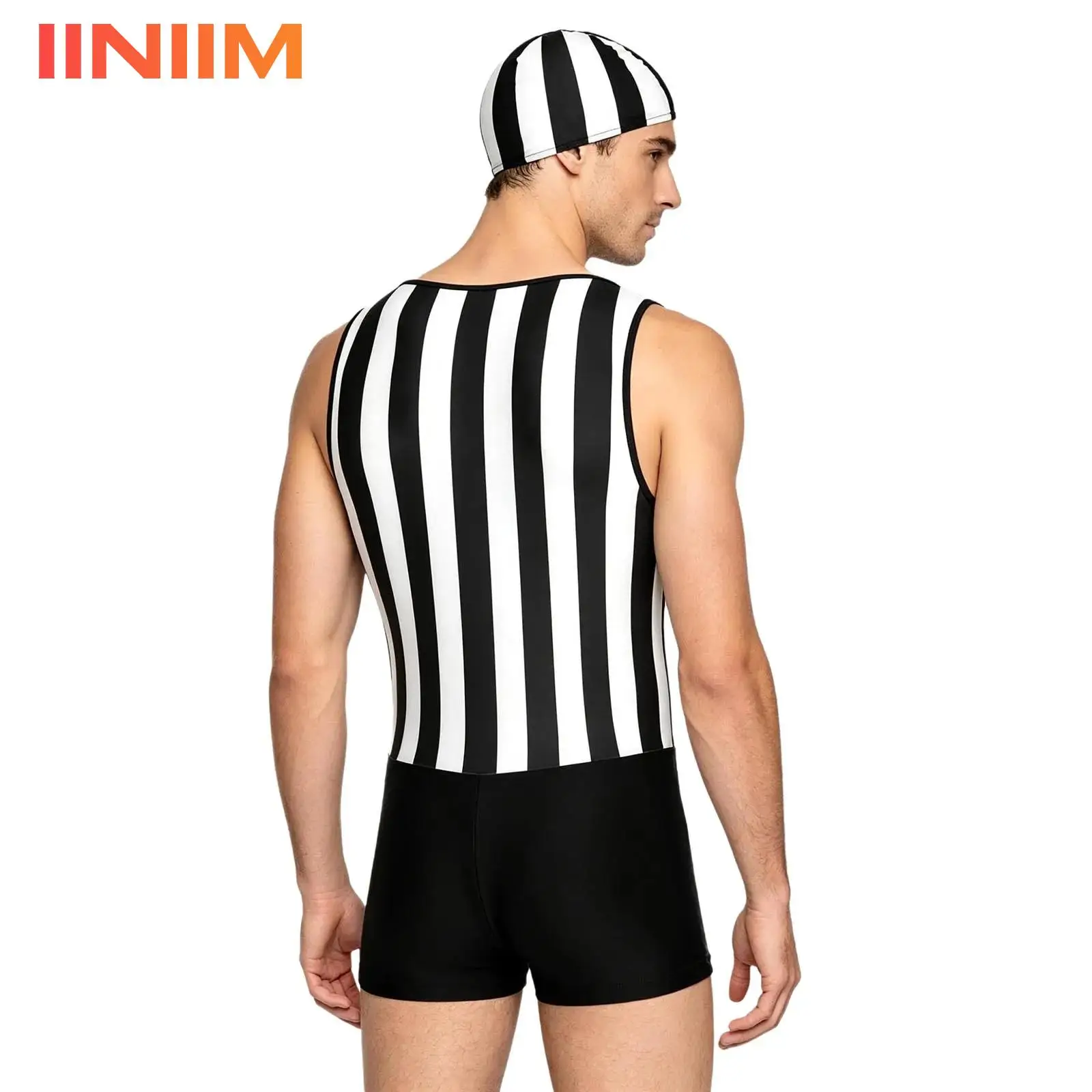 Men's Swimsuit Swimwear with Swim Cap One Piece Beach Swimming Bathing Suit Low Neckline Sleeveless Striped Quick-dry Bodysuit
Men's Swimsuit Swimwear with Swim Cap One Piece Beach Swimming Bathing Suit Low Neckline Sleeveless Striped Quick-dry Bodysuit