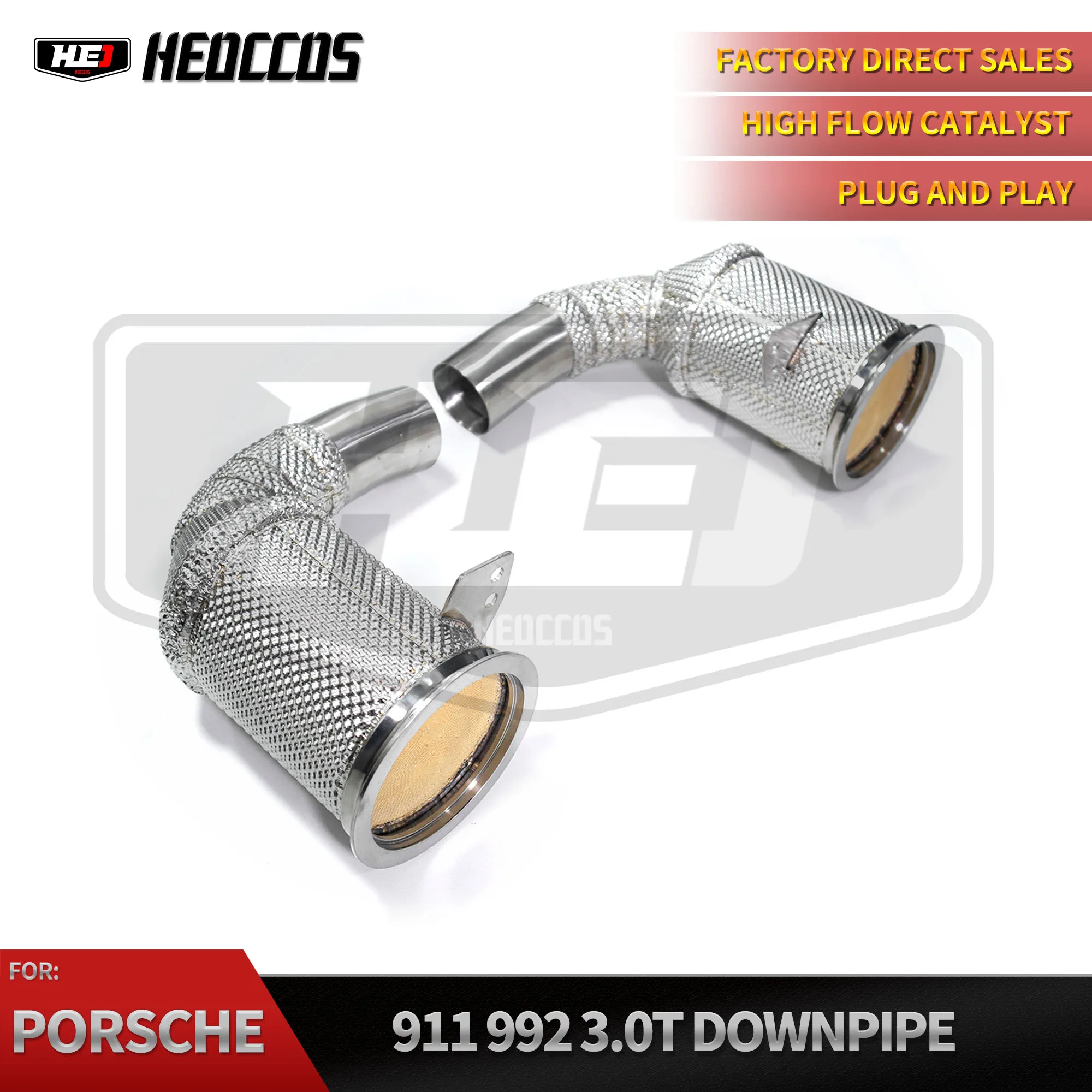 HEO Exhaust Catted Downpipe for 911 (992) 3.0T with Heat Shield 2020+ Porsche High flow catalyst performance exhaust downpipe 
HEO Exhaust Catted Downpipe for 911 (992) 3.0T with Heat Shield 2020+ Porsche High flow catalyst performance exhaust downpipe