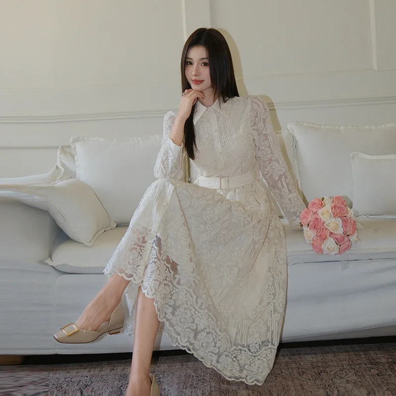 Fashion Elegant Blouse Collar Dress Dresses Embroidery Waist Slimming Spring Summer Matching Set
Fashion Elegant Blouse Collar Dress Dresses Embroidery Waist Slimming Spring Summer Matching Set