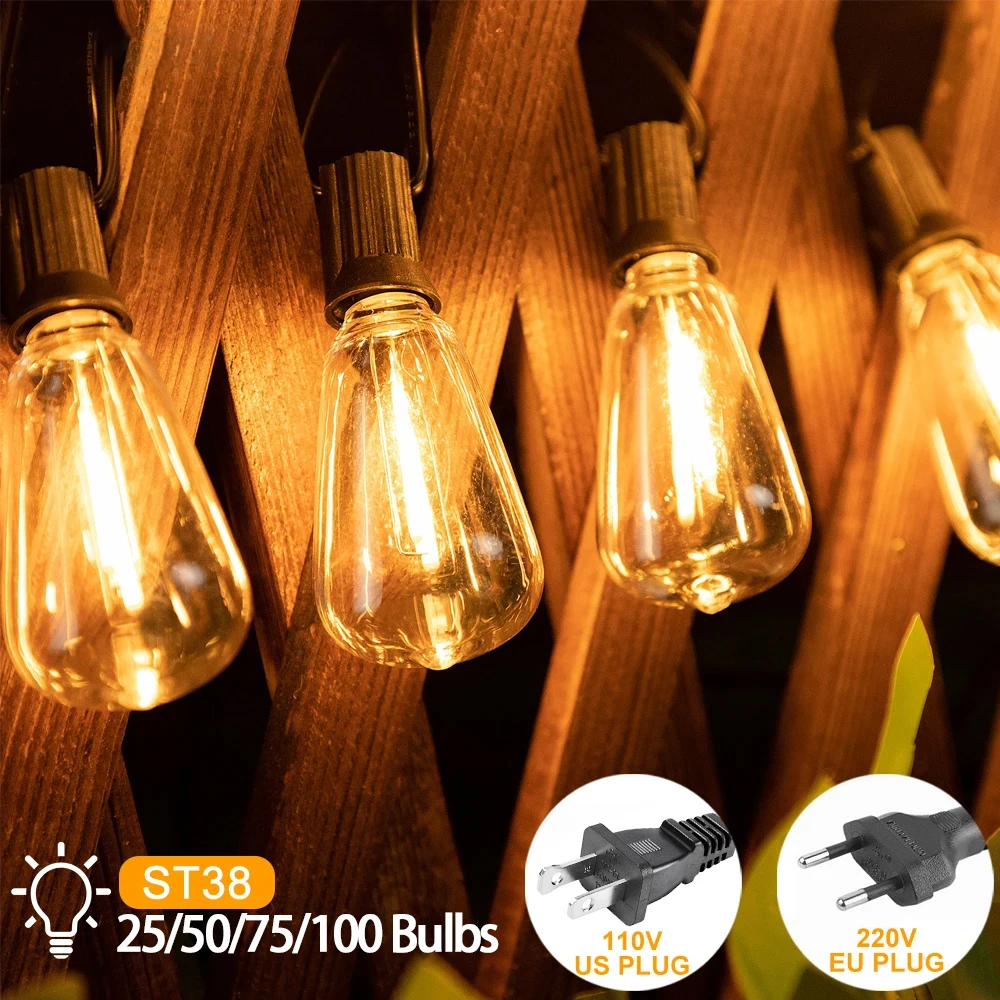 200FT Outdoor Flower Wreath String Light ST38 Shatterproof Plastic LED Bulb US Plug 110V Courtyard Pendant Light
200FT Outdoor Flower Wreath String Light ST38 Shatterproof Plastic LED Bulb US Plug 110V Courtyard Pendant Light