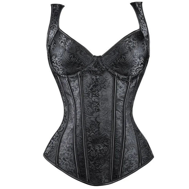 Women Corselet with Straps Black Overbust Sexy Corset Floral Jacquard Korset Zipper Gothic Vintage Steampunk Bustier Top
Women Corselet with Straps Black Overbust Sexy Corset Floral Jacquard Korset Zipper Gothic Vintage Steampunk Bustier Top
