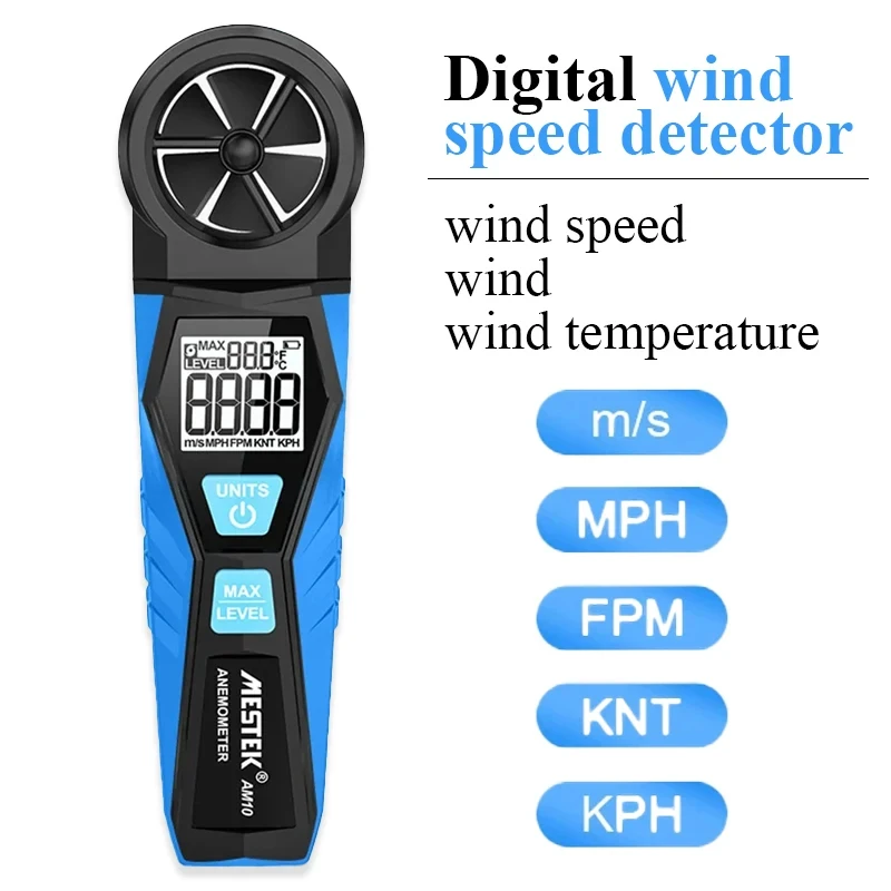 AM10 LCD Digital Anemometer Handheld Wind Speed Meter 360 Rotation for Measuring Wind Speed, Wind Direction and Temperature
AM10 LCD Digital Anemometer Handheld Wind Speed Meter 360 Rotation for Measuring Wind Speed, Wind Direction and Temperature