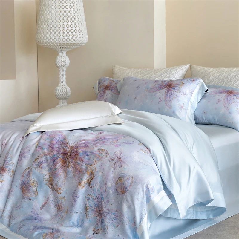 800TC Lyocell Luxury Watercolor Butterfly Print Bedding Set Soft Silky Cooling Summer Duvet Cover Set Bed Sheet Pillowcases 4Pcs
800TC Lyocell Luxury Watercolor Butterfly Print Bedding Set Soft Silky Cooling Summer Duvet Cover Set Bed Sheet Pillowcases 4Pcs