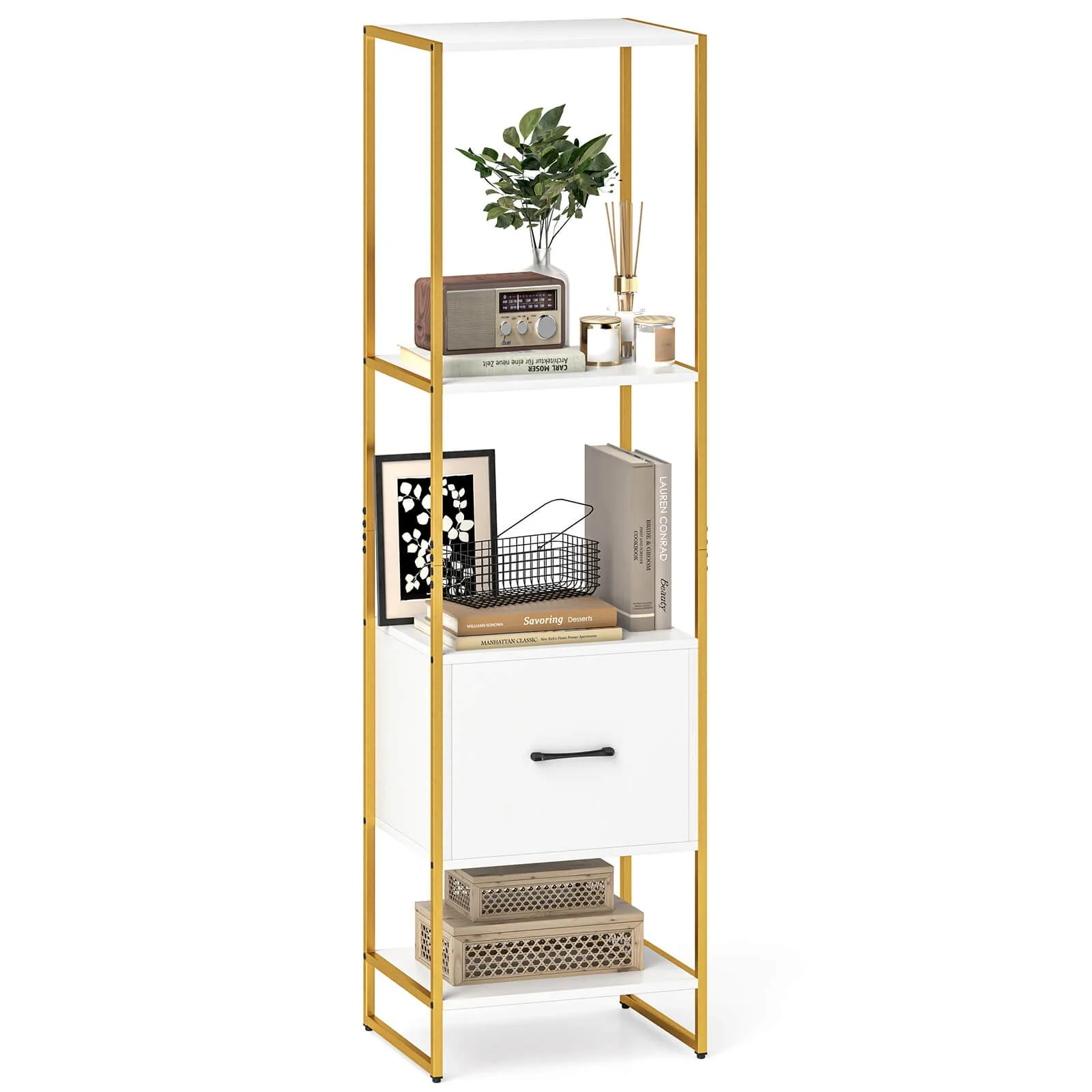 5-Tier Bookshelf w/ 4 Open Shelves Storage Drawer Modern Book Storage Organizer
5-Tier Bookshelf w/ 4 Open Shelves Storage Drawer Modern Book Storage Organizer