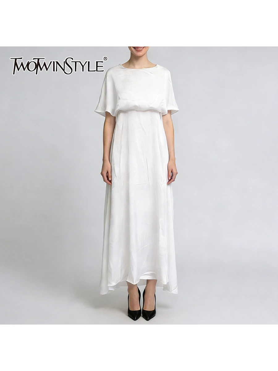 TWOTWINSTYLE Однотонное свободное платье с лентами и вставками, минималистичное, для женщин, с круглым вырезом, короткими рукавами, завышенной талией, длинное, новинка
TWOTWINSTYLE Однотонное свободное платье с лентами и вставками, минималистичное, для женщин, с круглым вырезом, короткими рукавами, завышенной талией, длинное, новинка