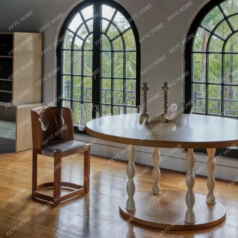 X-S Retro pure solid wood dining table design sense small round table Roman column ash wood home dining table HG
X-S Retro pure solid wood dining table design sense small round table Roman column ash wood home dining table HG