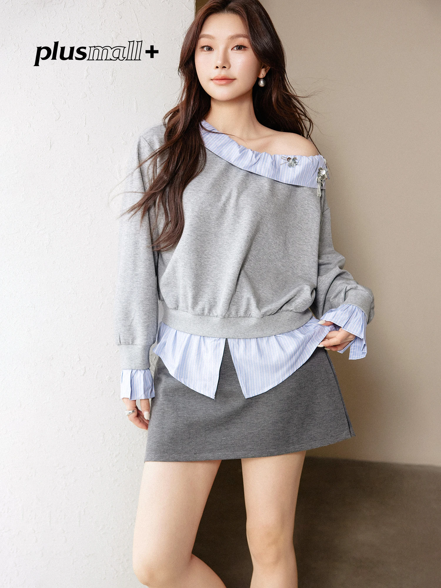 Plusmall Korean Sle Women's Knitted Sweater with Stripe Patchwork Fake Two-Piece oulder Design Long Sve Casual Top
Plusmall Korean Sle Women's Knitted Sweater with Stripe Patchwork Fake Two-Piece oulder Design Long Sve Casual Top