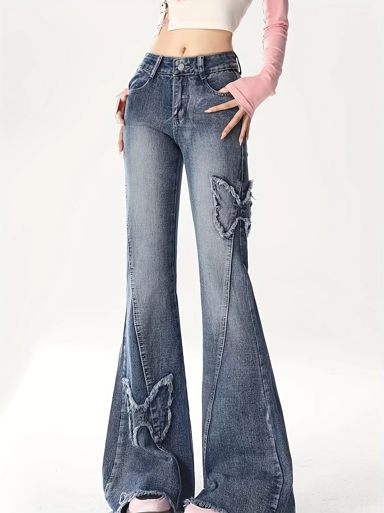 Butterfly Details Elastic Jeans Casual Wear for All Seasons Machine Washable Versatile Clothing Flared Jeans Perfect for Outdoor
Butterfly Details Elastic Jeans Casual Wear for All Seasons Machine Washable Versatile Clothing Flared Jeans Perfect for Outdoor