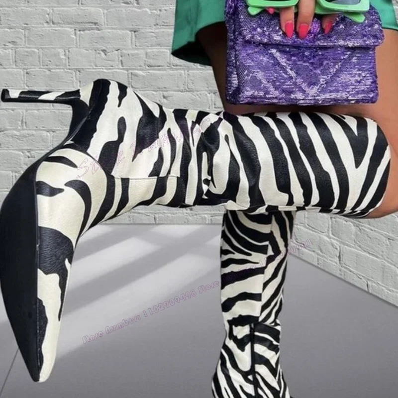 Zebra Knee High Pointed Toe Boots Stilettos High Heels Shoes for Women Matte Leather Sexy Party Shoes 2023 Zapatos Para Mujere
Zebra Knee High Pointed Toe Boots Stilettos High Heels Shoes for Women Matte Leather Sexy Party Shoes 2023 Zapatos Para Mujere