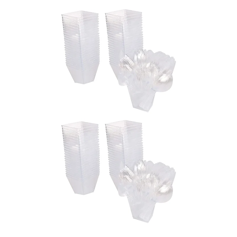 ABBN-Pack Of 100 Dessert Cups With Spoons, 60Ml Dessert Bowls Set, DIY Plastic Dessert Cups, Reusable Trapezoid Cups Set
ABBN-Pack Of 100 Dessert Cups With Spoons, 60Ml Dessert Bowls Set, DIY Plastic Dessert Cups, Reusable Trapezoid Cups Set