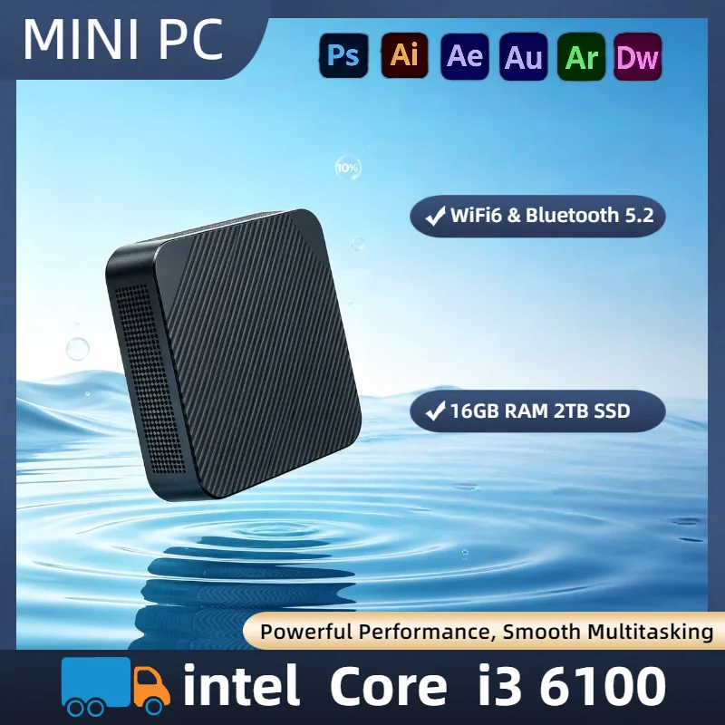 Intel Core i3-6100 Mini PC 16GB DDR4 512GB NVMe SSD Triple 4K Display WiFi6 BT5.2 Silent Office Home Desktop Pro Max
Intel Core i3-6100 Mini PC 16GB DDR4 512GB NVMe SSD Triple 4K Display WiFi6 BT5.2 Silent Office Home Desktop Pro Max