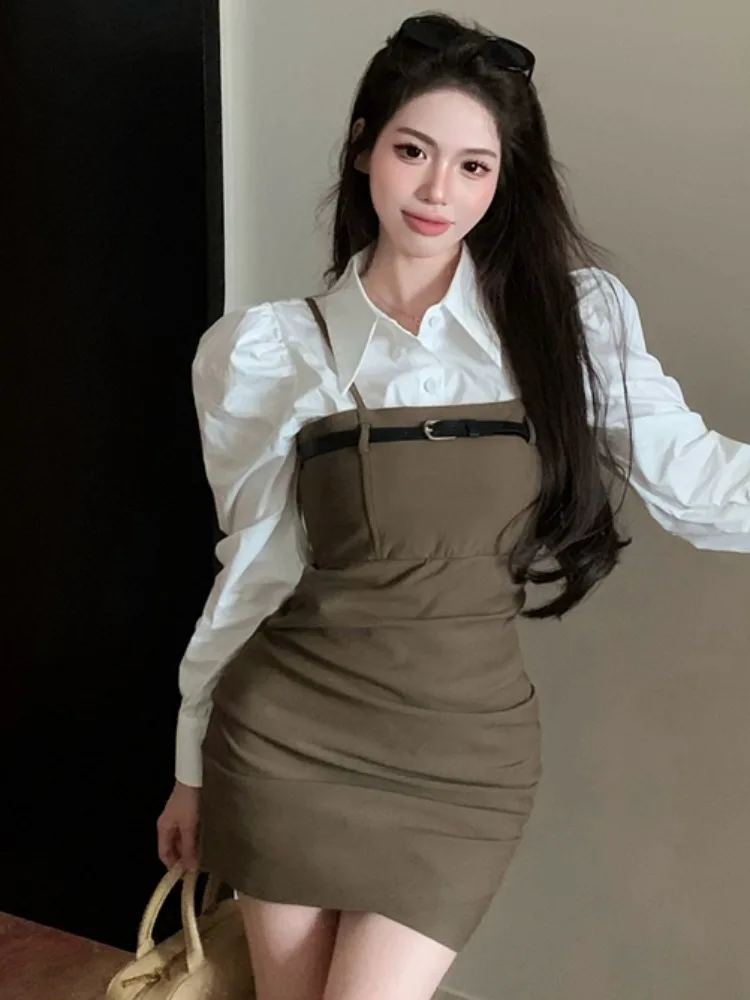 Korean Style Long Sleeve Collar Shirt Women's Spring Autumn Slim Fit Bodycon Dress Two Piece Set Fashionable Elegant Lady
Korean Style Long Sleeve Collar Shirt Women's Spring Autumn Slim Fit Bodycon Dress Two Piece Set Fashionable Elegant Lady